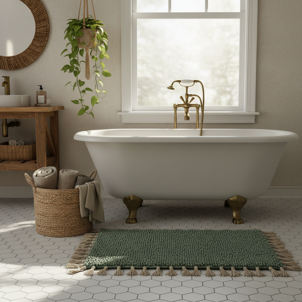 From Bland to Beautiful: A Step-by-Step Boho Waffle Bath Mat and Tassels Bathroom Decor Guide for Home Stylists