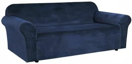 H.VERSAILTEX Stretch Velvet Sofa Covers for 3 Cushion Couch Covers Sofa Slipcovers Furniture Protector Soft with Non Slip Elastic Bottom, Crafted from Thick Comfy Rich Velour (Sofa 72"-90", Navy)