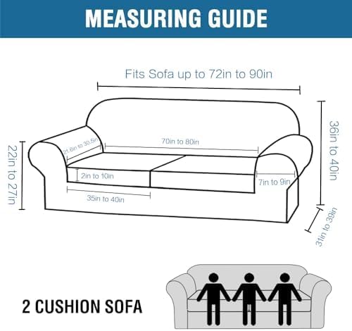 H.VERSAILTEX Real Velvet Plush 3 Piece Stretch Sofa Covers Couch Covers for 2 Cushion Couch Sofa Slipcovers Width Up to 90 Inch Feature Thick Soft Stay in Place (Sofa, Olive)