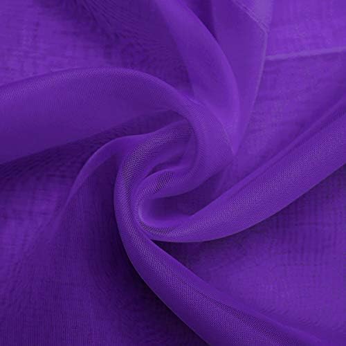 SpaceDresser Sheer Voile Window Treatment Rod Pocket Curtain Panels for Kitchen Bedroom Living Room Drapes Sunlight Filtering Privacy Semi Home Decor Assorted (Purple, 52 W x 54 L)
