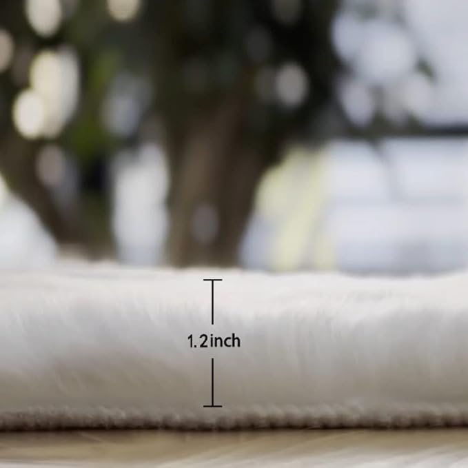 ORINOVA White Faux Fur Rug 5x7 Rugs for Living Room Shag Washable Area Rug Fuzzy Rugs for Bedroom Girl Room Decor Rectangle Rug