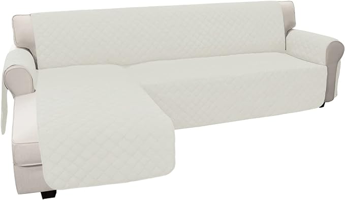 Easy-Going Sofa Slipcover L Shape Sofa Cover Sectional Couch Cover Chaise Cover Reversible Furniture Protector for Pets Kids Dog Cat (Large, Ivory/Ivory)