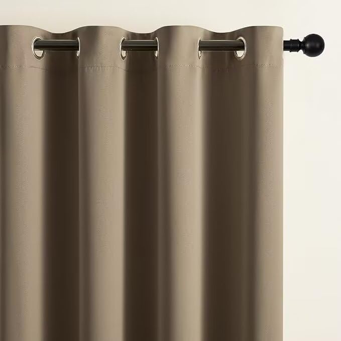 Joydeco Blackout Curtains for Bedroom 90 inch Long 2 Panels, Thermal Insulated Room Darkening Curtains with Grommets, Soft Window Drapes for Living Room (W52 x L90 Inch, Khaki)