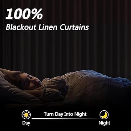 Guken Yellow 100% Blackout Linen Curtains 120 Inch Length 2 Panels Set for Living Room Bedroom Back Tab/Rod Pocket Thermal Insulated Black Out Drapes Room Darkening Window Curtains 52x120