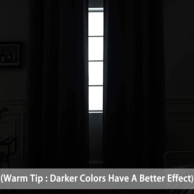Yakamok Blackout Curtains Room Darkening Thermal Insulated Window Panels,Solid Grommet Top Drapes for Bedroom/Living Room(62Wx96L, Natural, 2 Panels)