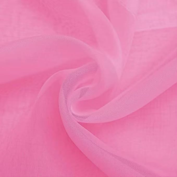 SpaceDresser Basic Rod Pocket Sheer Voile Window Curtain Panels Pink 1 Pair 2 Panels 70 Width 63 Inch Long for Kitchen Bedroom Children Living Room Yard（Pink, 70W x 63L）