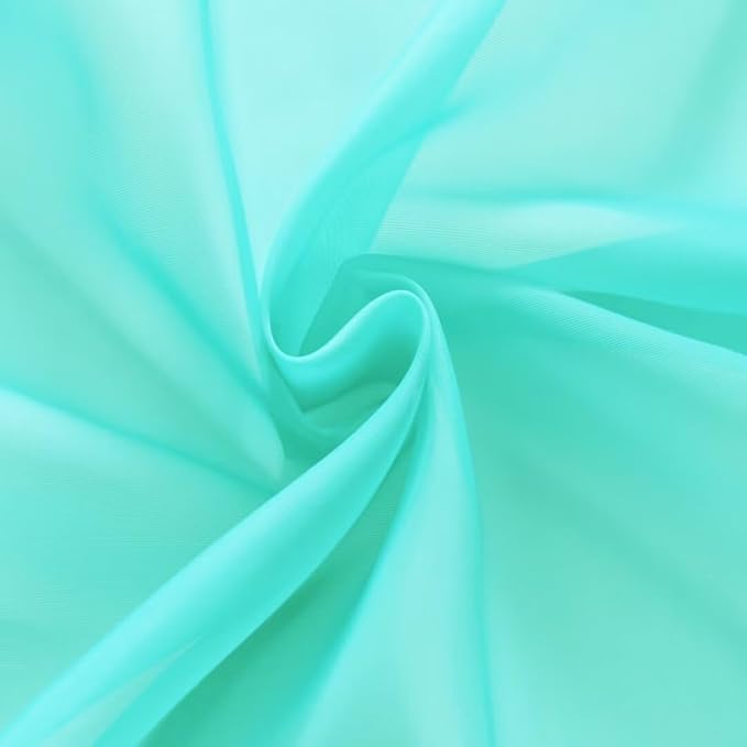 SpaceDresser Sheer Voile Window Treatment Rod Pocket Curtain Panels for Kitchen Bedroom Living Room Drapes Sunlight Filtering Privacy Semi Home Decor Assorted Colors Sizes (Turquoise, 52 W x 108 L)
