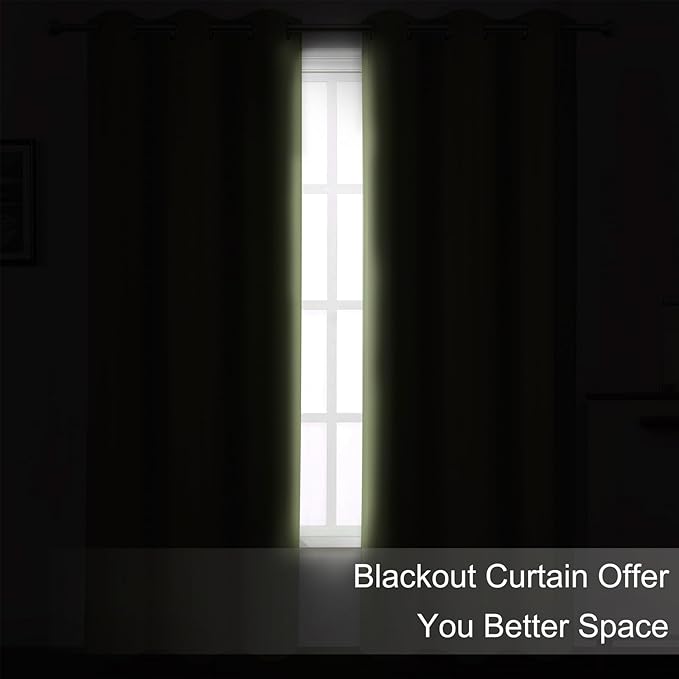 LEMOMO Blackout Curtains 66 x 54 Inch Long Sage Green Curtains Set of 2 Panels Room Darkening Curtains for Bedroom and Living Room