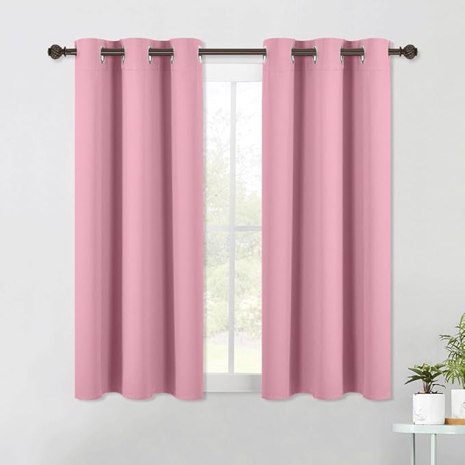 NICETOWN Bedroom Curtains Blackout Drapery Panels, 2 Panels, 42 x 54 Inch, Rouge Pink, 3 Pass Microfiber Thermal Insulated Solid Ring Top Blackout Window Curtains/Drapes