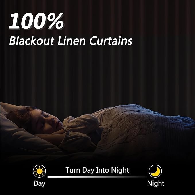 Burgundy 100% Blackout Linen Curtains 72 Inch Length 2 Panels Set for Living Room Bedroom Back Tab Thermal Insulated Black Out Drapes Room Darkening Farmhouse Style for Bedroom Window Curtains 52x72