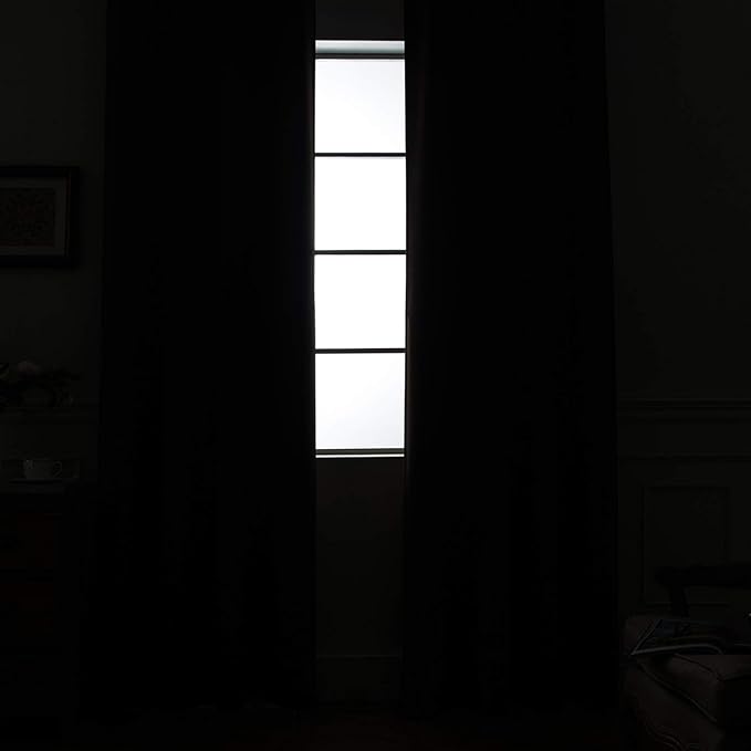 Yakamok Thermal Insulated 100% Blackout Curtains for Bedroom, Heat and Full Light Blocking Drapes with Black Liner for Living Room, 54 inches Length (Grey, 2 Panels, 52 inches Wide Each Panel)