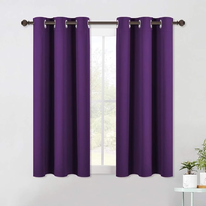 NICETOWN Blackout Window Curtains 60 inch Length 2 Panels, 34 x 60 Inch, Royal Purple, Grommet Top Room Darkening Thermal Insulated Solid Vertical Drapes for Bedroom/Kid Room