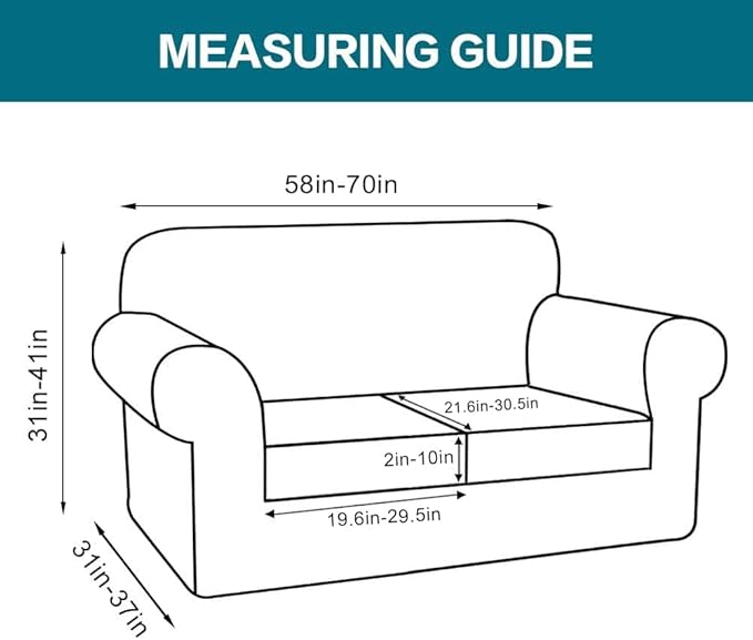 Turquoize 3 Piece Sofa Covers for 2 Cushion Couch Sofa Slipcover Soft Couch Cover for Dogs-Washable Sofa Furniture Covers with 2 Individual Cushion Covers, Thick Jacquard Fabric (Loveseat, Rust)