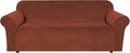 H.VERSAILTEX Stretch Velvet Sofa Covers Large Couch Covers Sofa Slipcovers Furniture Protector Soft with Non Slip Elastic Bottom, Feature Thick Comfy Rich Velour (Extra Wide Sofa 98"-105", Rust)