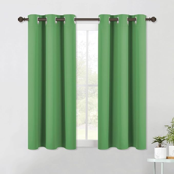 NICETOWN Blackout Curtains & Drapes for Bedroom, Forest Green, W34 x L40, Set of 2, Triple Weave Grommet Top Thermal Insulated Light Blocking Panels for Bathroom/Living Room