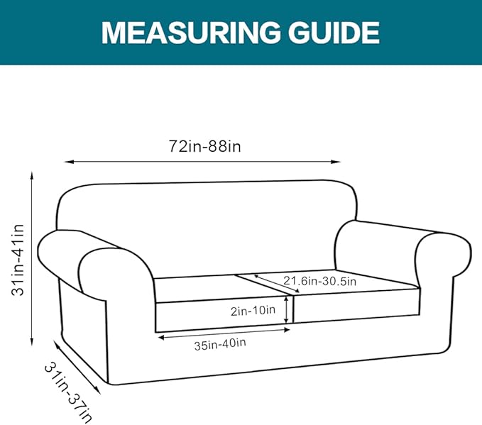 Turquoize 3 Piece Sofa Covers For 2 Cushion Couch Sofa Slipcover Soft Couch Cover For Dogs-Washable Sofa Furniture Covers With 2 Individual Cushion Covers, Feature Thick Fabric (2 Cushion Sofa, Brown)