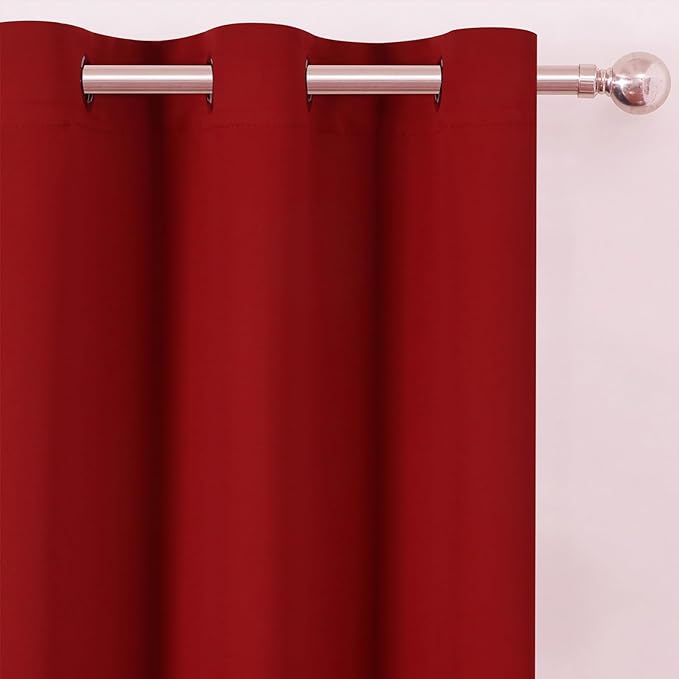 LEMOMO Blackout Curtains 66 x 54 Inch Long Red Curtains Set of 2 Panels Room Darkening Curtains for Bedroom and Living Room
