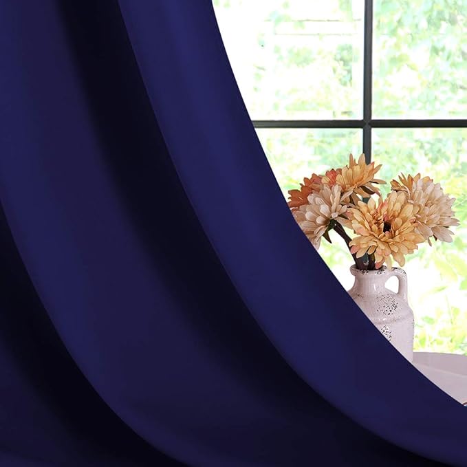 NICETOWN Blackout Curtain Panels for Bedroom, 2 Panels, W70 x L95-inch, Royal Blue, Thermal Insulated Grommet Top Blackout Draperies and Drapes for Basement