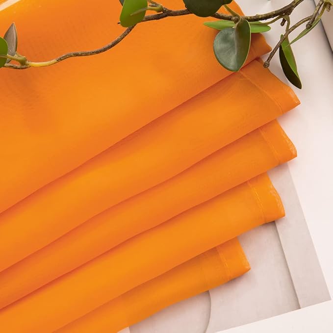 MIULEE 2 Panels Fall Kitchen Tiers Half Window Sheer Curtains-Rod Pocket Voile Drapes for Kitchen Bathroom-Small Windows 29 by 36 Inch Orange
