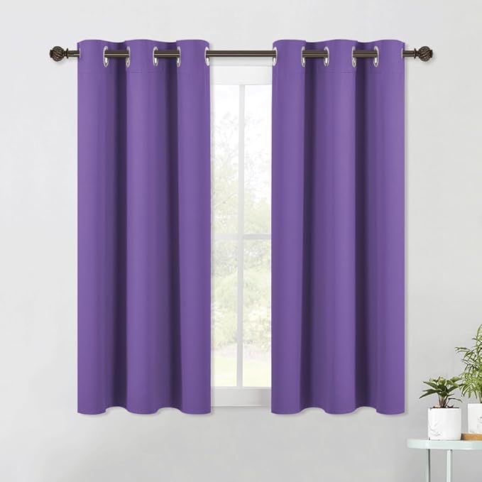 NICETOWN Blackout Curtains & Drapes for Bedroom, Lilac Purple, W34 x L40, Set of 2, Triple Weave Grommet Top Thermal Insulated Light Blocking Panels for Bathroom/Living Room