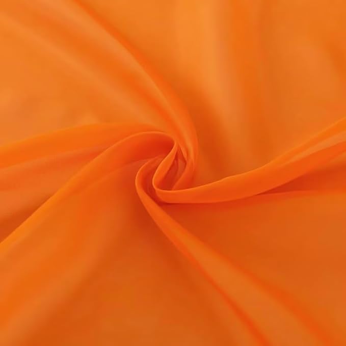 SpaceDresser Basic Rod Pocket Sheer Voile Window Curtain Panels Orange 2 Panels 52 Width 45 Inch Long for Kitchen Bedroom Children Living Room Yard(Orange,52 W x 45 L)