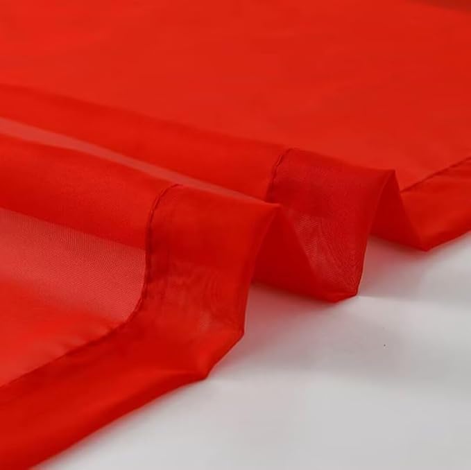 SpaceDresser Basic Rod Pocket Sheer Voile Window Curtain Panels White 1 Pair 2 Panels 60 Width 72 Inch Long for Kitchen Bedroom Children Living Room Yard(Red,60 W x 72 L)