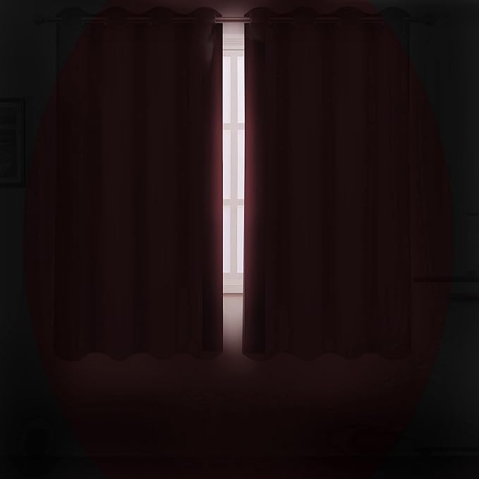 LEMOMO Burgundy Red Thermal Blackout Curtains/52 x 72 Inch/Set of 2 Panels Room Darkening Curtains for Bedroom