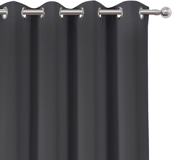 LEMOMO Dark Grey Thermal Blackout Curtains/52 x 95 Inch/Set of 2 Panels Room Darkening Curtains for Bedroom
