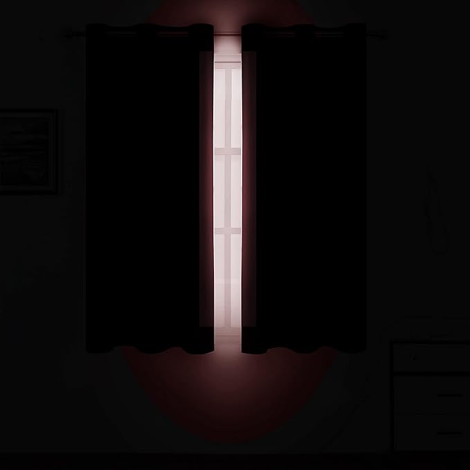 LEMOMO Burgundy Blackout Curtains 38 x 54 Inch Length/Set of 2 Curtain Panels/Thermal Insulated Room Darkening Blackout Curtains for Bedroom