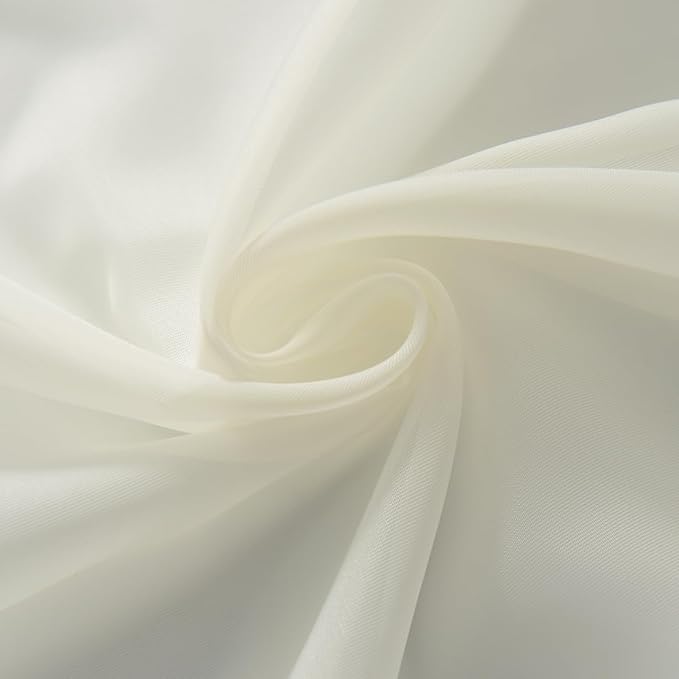 SpaceDresser Ivory Sheer Curtains 4 Panels Rod Pocket Semi-Sheer Curtain 84 Inches Long Light Filtering Voile Window Drapes for Bedroom Living Room Kitchen, Each 52W x 84L