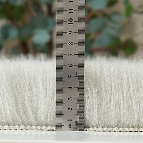 EasyJoy Ultra Soft Fluffy Shaggy Area Rug Faux Fur Rug Chair Cover Seat Pad Fuzzy Area Rug for Bedroom Floor Sofa Living Room (2 x 3 ft Sheepskin, Beige)