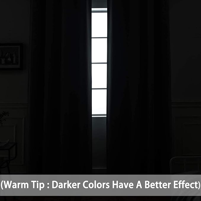 Yakamok Light Blocking Room Darkening Thermal Insulated Blackout Curtains Solid Grommet Top Window Drapes for Bedroom,42W x 63L,Dark Green,2 Panels