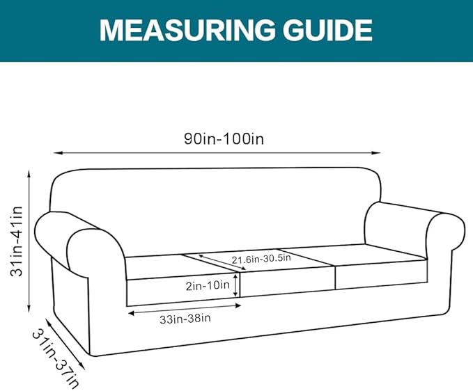 Turquoize 4 Piece Sofa Covers for 3 Cushion Couch Sofa Slipcover Soft Couch Cover for Dogs Washable Furniture Cover with 3 Individual Large Cushion Covers Feature Fabric (Large Sofa, Brown)