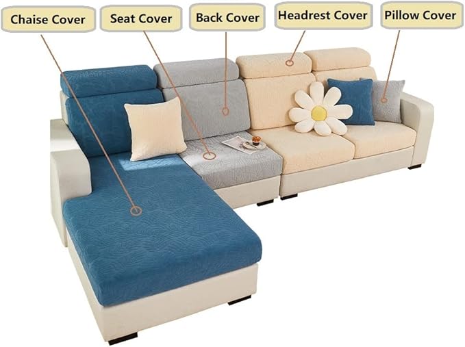 Couch Cushion Covers for Sofa Couch Covers Wear-Resistant Universal Sofa Cover Washable Stretch for Sectional Slipcovers (Texture-Blue,Extra Large Single Seat Cover)
