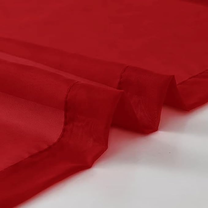 SpaceDresser Christmas Red Sheer Curtains 4 Panels Rod Pocket Semi-Sheer Curtain 96 Inches Long Light Filtering Voile Window Drapes for Bedroom Living Room Kitchen, Each 52W x 96L