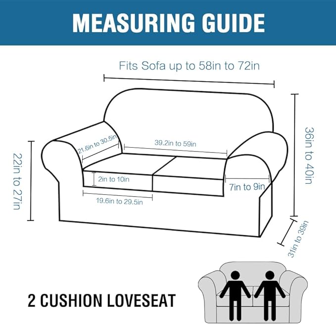 H.VERSAILTEX Real Velvet Plush 3 Piece Stretch Sofa Covers Couch Covers for 2 Cushion Couch Loveseat Covers Width Up to 72 Inch Feature Thick Soft Stay in Place (Medium Sofa, Grey)
