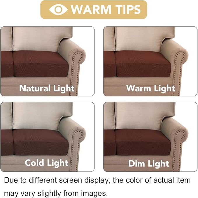 H.VERSAILTEX Super Stretch Individual Seat Cushion Covers Sofa Covers Couch Covers Slipcover Sets Thick Jacquard Textured Twill Fabric (3 Piece XL Sofa Cushion Covers, Burnt Brick)