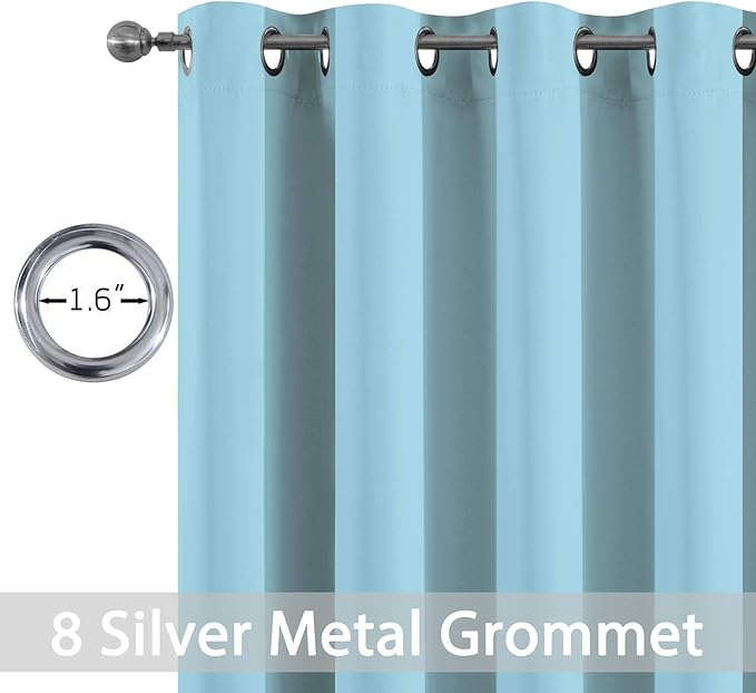 Yakamok Blackout Curtains for Bedroom,Grommet Thermal Insulated Room Darkening Curtains for Living Room, Set of 2 Panels (52 x 96Inch, Sky Blue)
