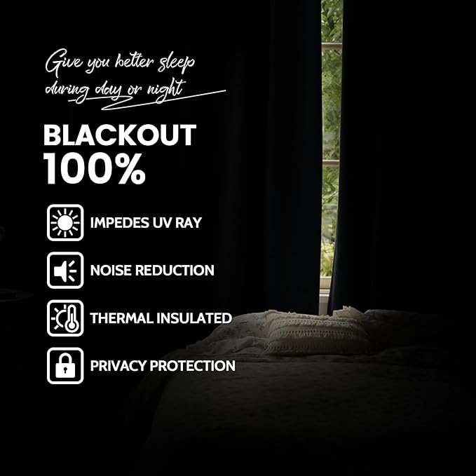 Yakamok Room Darkening 100% Blackout Curtains Grommet Window Treatments with 2 Thick Layers-Brown Thermal Insulated Drapes Set of 2 Panels for Bedroom Living Room 52 Inches by 72 Inches Length