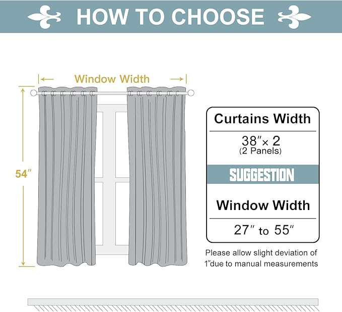 ChrisDowa Grommet Blackout Curtains for Bedroom and Living Room - 2 Panels Set Thermal Insulated Room Darkening Curtains (Light Grey, 38W x 54L)