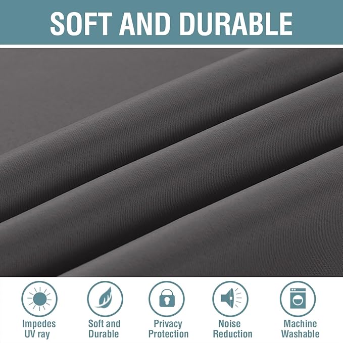 H.VERSAILTEX Blackout Curtains for Bedroom Thermal Insulated Curtains Grey Window Shades, Energy Efficient Noise Reducing Curtains Drapes for Living Room - 52'W by 84'L - Charcoal Gray - One Panel