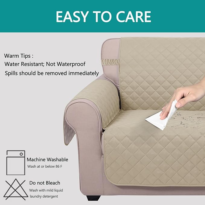 U-NICE HOME Futon Sofa Covers Reversible Sofa Slipcover Armless Cover Furniture Protector Couch Cover Water Resistant (Futon, Sand/Beige)