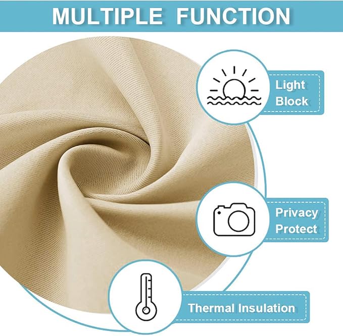 RYB HOME Large Curtains for Bedroom 84 inches Long 2 Panels Set, Privacy Thermal Insultaed Sunlignt Heat Blocking Drapes for Sliding Patio Door, Width 70 by Length 84, Biscotti Beige