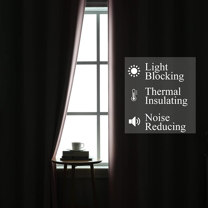 Estelar Textiler Sage and Pink Blackout Curtains 54 Inch Length, Light Blocking Gradient Grommet Drapes for Living Room, Thermal Insulated Ombre Curtains for Bathroom,52Wx54L,2 Panels