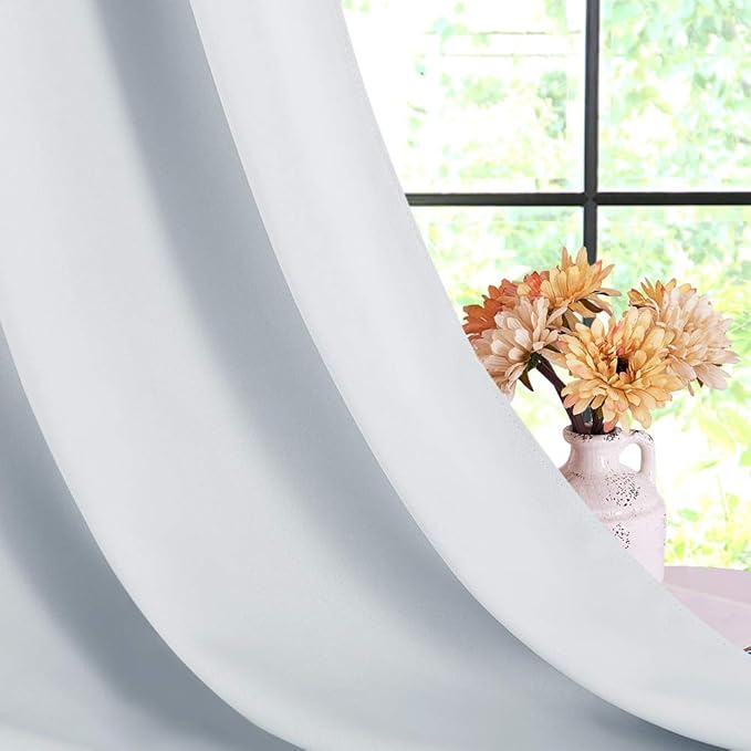 NICETOWN Room Darkening Draperies Curtains Panels, Greyish White, 2 Panels, 42 by 60, Window Treatment Thermal Insulated Grommet Room Darkening Curtains/Drapes for Bedroom