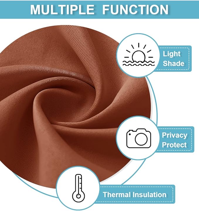 RYB HOME Half Curtain Tiers 36 inch Length, Rod Pocket Summer Heat Blocking Thermal Insulated Short Blackout Curtains for Small Window, Width 34 by Length 36, Burnt Orange, 2 Panels