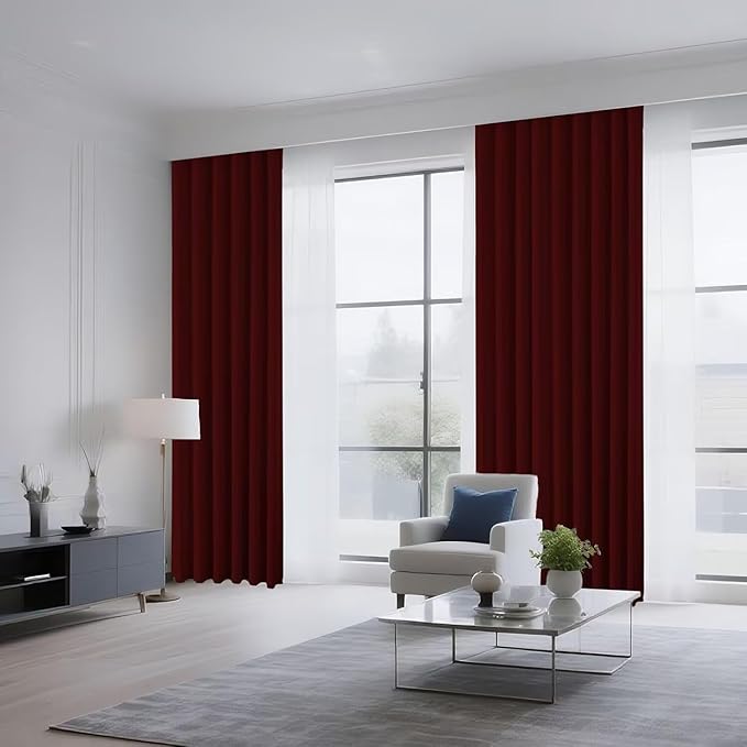 Joydeco Blackout Curtains for Bedroom 84 inch Long 2 Panels, Thermal Insulated Room Darkening Curtains with Grommets, Soft Window Drapes for Living Room (W52 x L84 Inch, Burgundy Red)