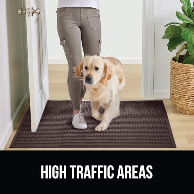 GORILLA GRIP® Ultra Absorbent Front Door Mat Outside Entrance 35x23, Traps Dirt and Moisture, HydroABSORB Indoor Outdoor Doormat Holds Up to 5.7 Cups Water, Stain and Fade Resistant Welcome Mat Coffee