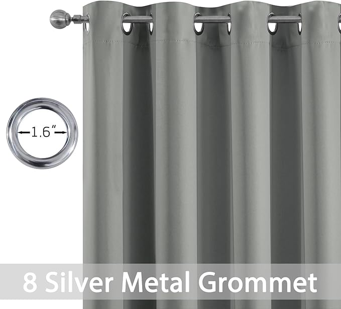 Yakamok Dove Grey Curtains 54 Inches Length Blackout Curtain for Bedroom-Green Room Darkening Thermal Insulated Grommet Drapes for Living Room, 52W x 54L,2 Panels