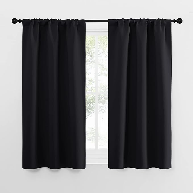 NICETOWN Black Out Curtain Panels for Kitchen - Energy Smart Decoration Thermal Insulating Blackout Drapes/Draperies for Small Window (2 Panels, 29 inches Wide by 50 inches Long)